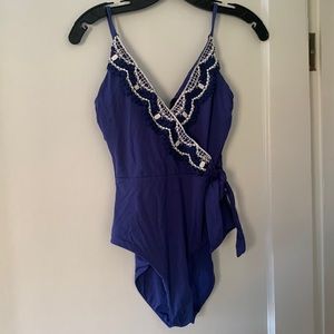 Becca one pieve swimswim blue with embroidery detail